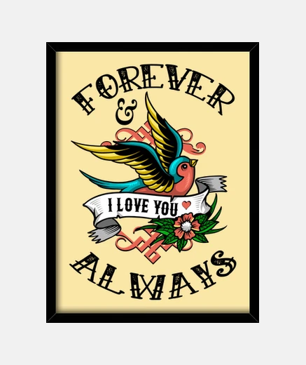 Cuadro Cuadro Amor Forever And Always Golondrina Tattoo Enamorados Idea Regalo Pareja