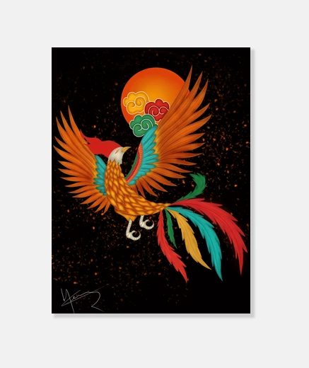Lienzo cuadro de fantasía animal fénix