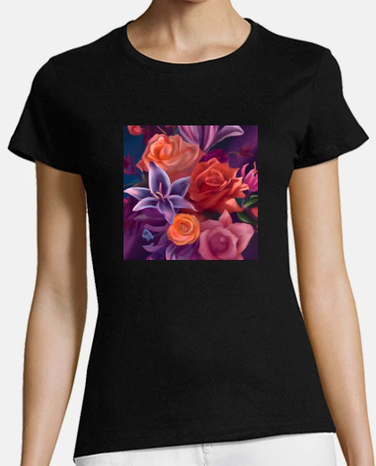 Playera Cuadro impresionista de rosas y lirios