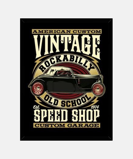 Cuadro Cuadro Rockabilly Retro Hotrod Custom Motor Rockers Coches Clásicos USA