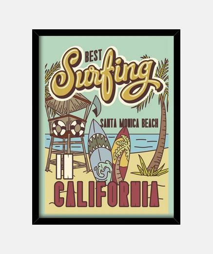 Cuadro Cuadro Summer Beach Surfing California Surf Sol Verano Playa Surfer