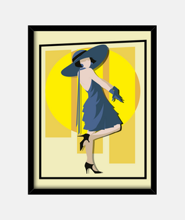 Cuadro Art Deco Moda Elegante Mujer Años 40s 50s Retro Decoración Fashion Arte Vintage