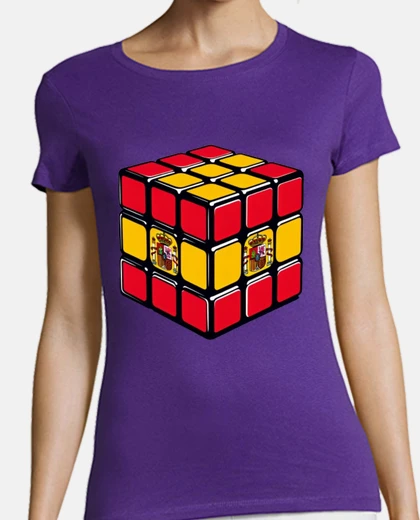 Tee-shirt cube magique drapeau espagnol col en V 