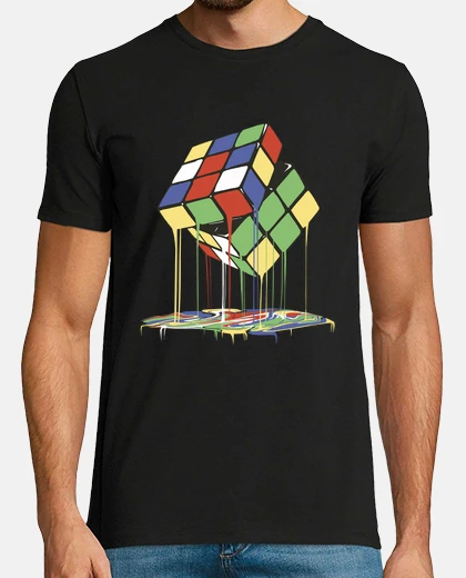 T-shirt cubo di rubik che si scioglie e gocciola, anni &#39;90