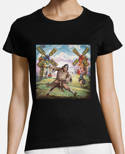 Playera cubo mágico y don quijote sancho cuello en v