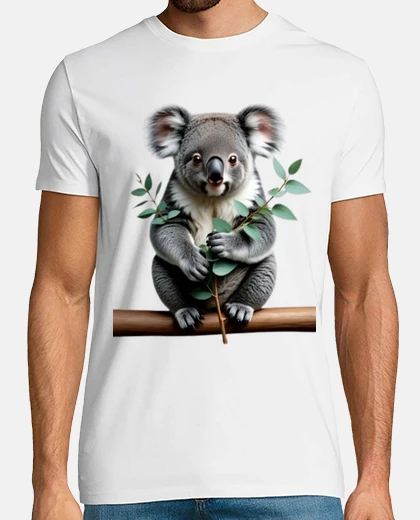 T-shirt cucciolo di koala con la sua foglia di 