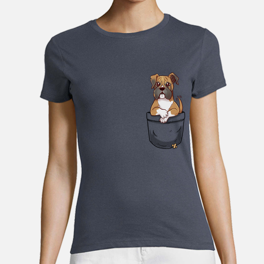 cucciolo di boxer carino tascabile - camicia dei womans