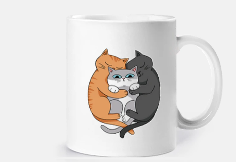 Cup cuddling cats, family, cup, children&#39;s breakfast, customizable, baby, bodysuit, mother to cat