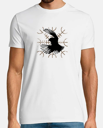 Camiseta cuervo negro nórdico vikingo