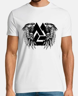 cuervo vikingo y símbolo de valknut