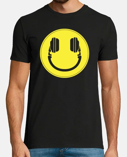 T-shirt cuffie dj faccia felice