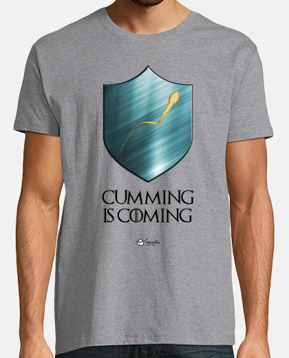 Tee-shirt cumming est à coming (fond clair)