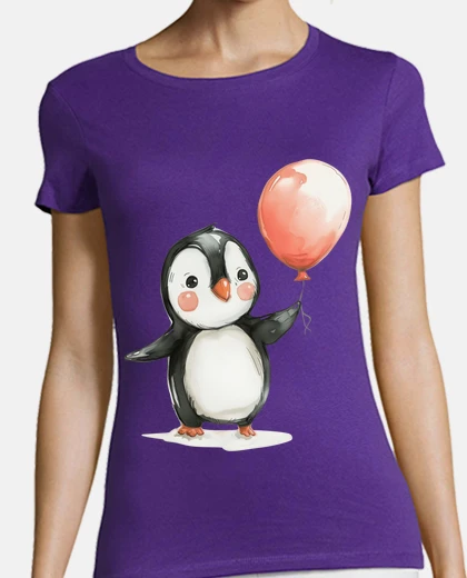 Playera cumpleaños niño pingüino globo cuello en v