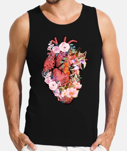 T-shirt cuore anatomico e fiori