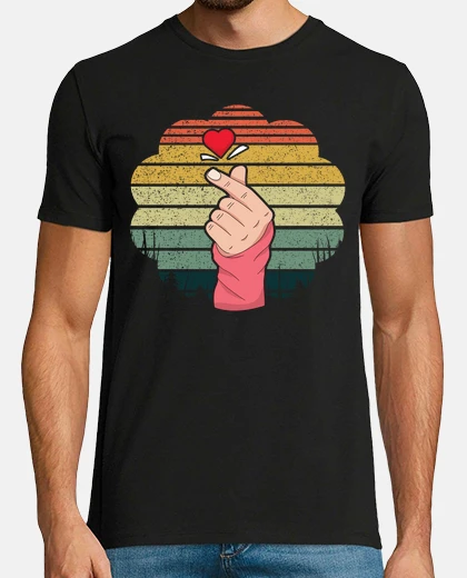 T-shirt cuore coreano saranghae dito coreano k