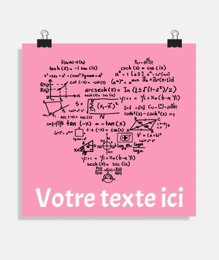 Poster cuore dell&#39;insegnante di matematica per personalizzare il soggiorno, lo studio, la camera da let