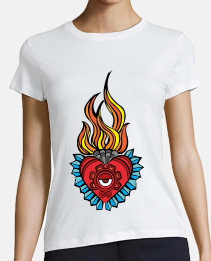 T-shirt cuore di fuoco