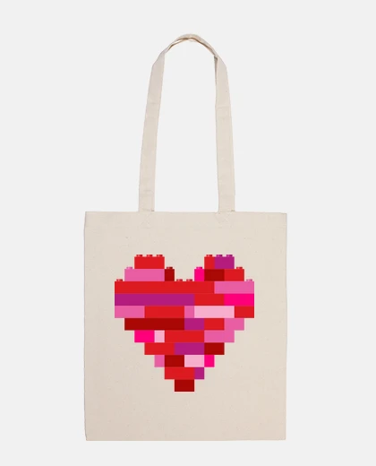 Borsa cuore in mattoni di costruzione di giocattoli