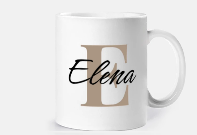 Cup cup with initials - e