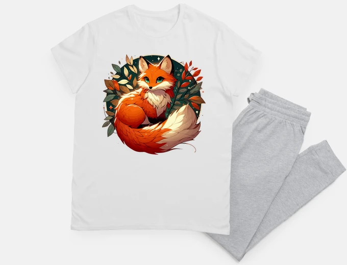 Pajama Cute adorable fox in autumn colors