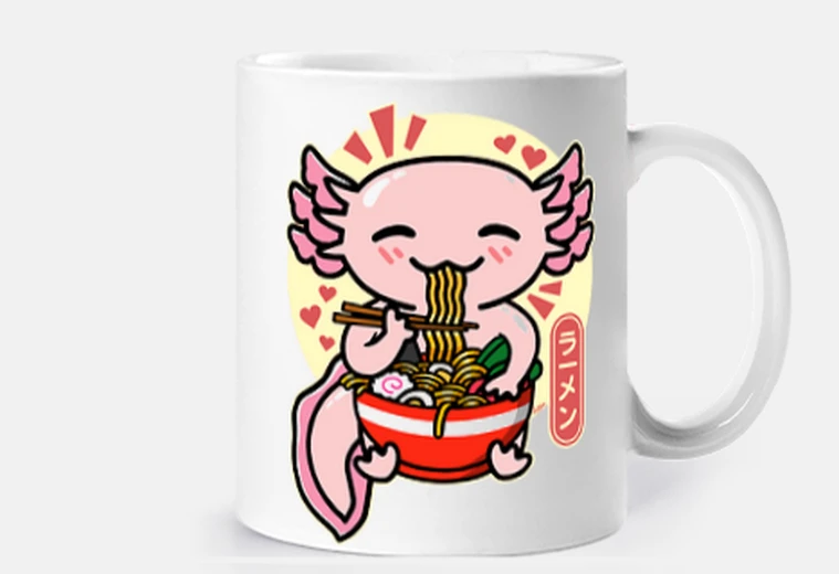 Cup cute axolotl ramen