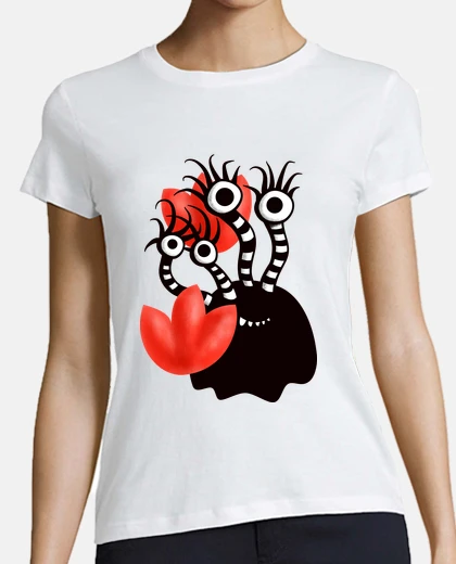 T-shirt cute black monster tulips floral