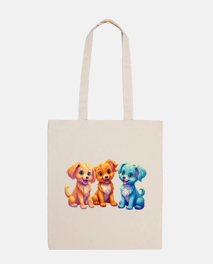 Bag cute cartoon puppies fun student bag funny shopping diary to personalize