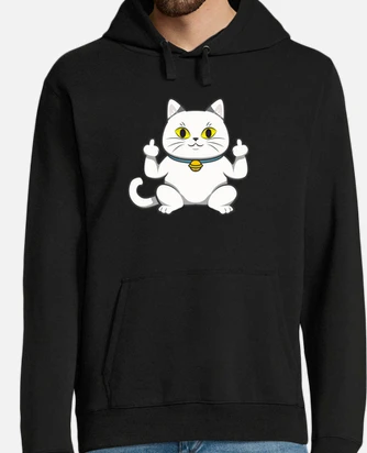 Cat with middle finger hoodie clearance