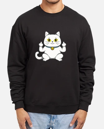 Cute cat shows fuck you middle finger hoodie tostadora