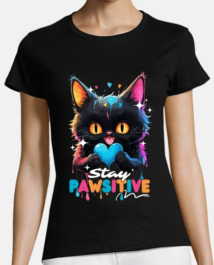 Playera cute cat stay pawsitive