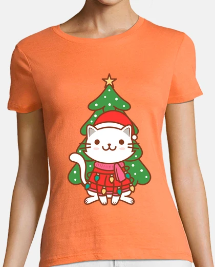 T-shirt cute christmas cat illustration