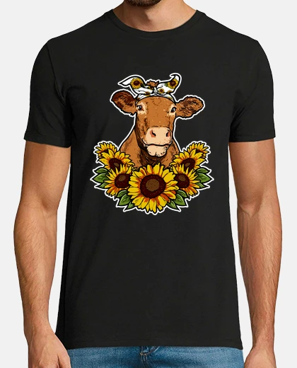 T-shirt Cute Cow Gift Sunflower Decor