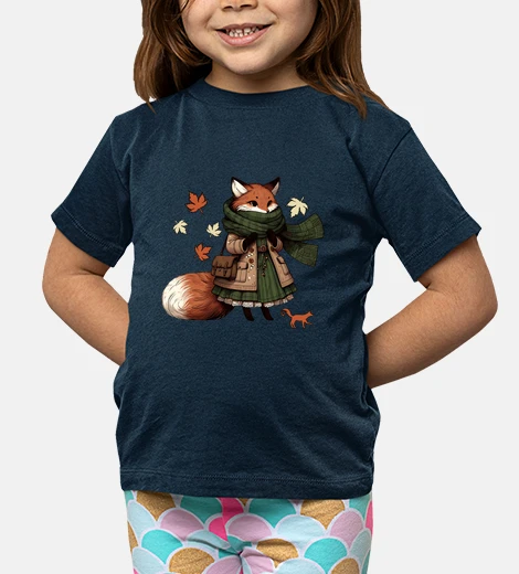 Kids Cute Fox and Autumn Foliage Design