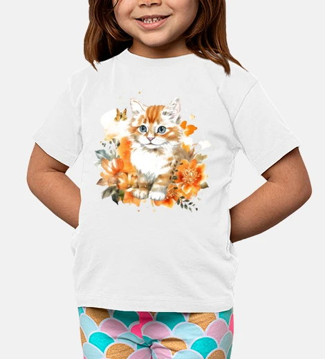 Ropa cute ginger kitten with flowers