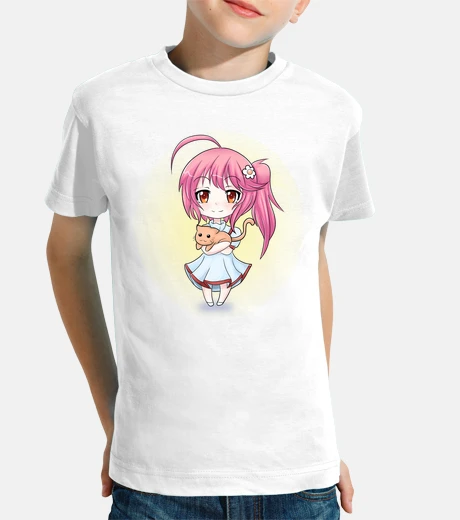 Kids cute girl with cat