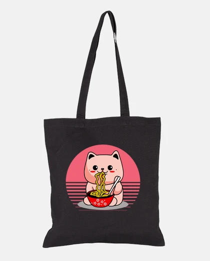 Bag Cute Kawaii cat eating ramen