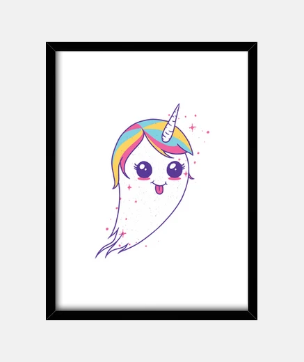 Framed cute kawaii unicorn ghost gift
