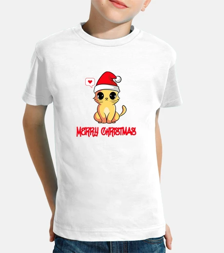 Kids cute kitten merry christmas