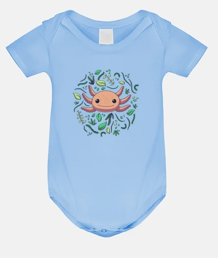 Kids cute mexican axolotl leaves baby bodysuit