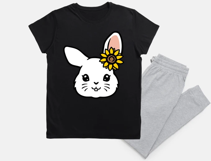 Pyjama cute rabbit with sunflower ear funny night sleep
