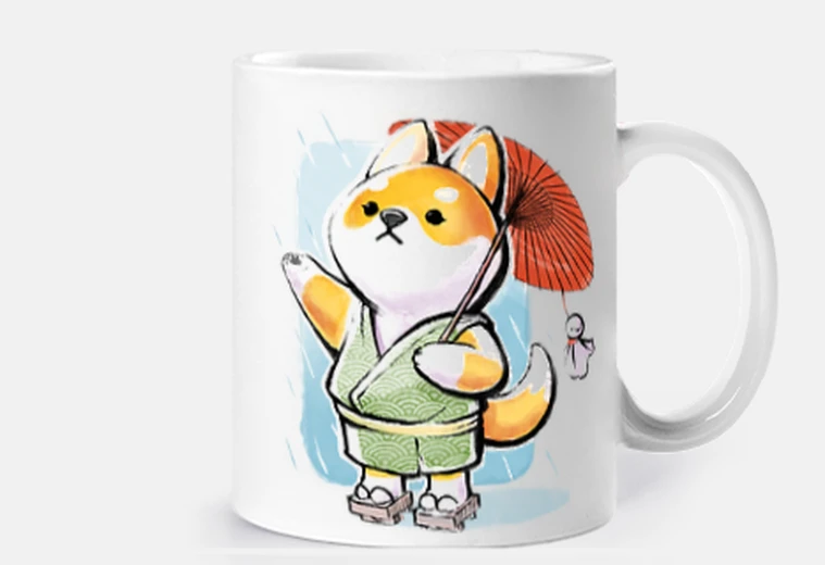 Cup cute shiba inu - japanese kimono