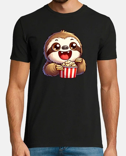 T-shirt Cute Sloth Popcorn Cine Movies