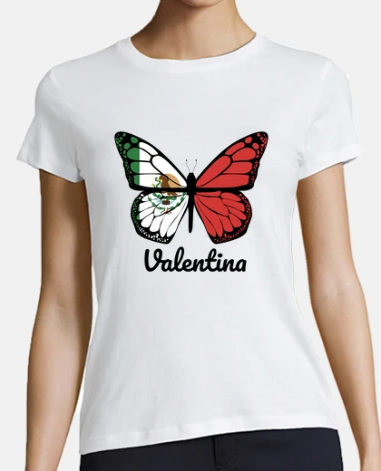 T-shirt Cute Valentina mexican flag butterfly