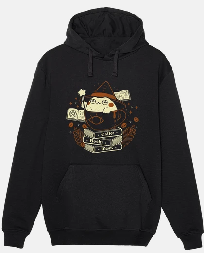 Hoodie Cute Witch Frog Coffee Books Magic