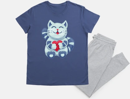 cute blue kitty with heart in love