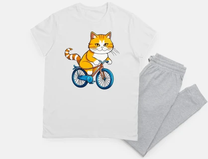 Cute cat is riding a bike