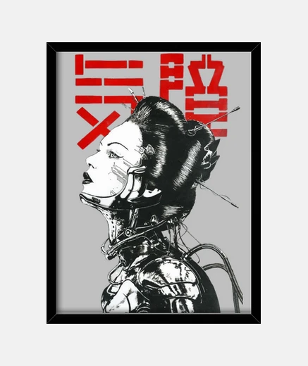 Quadro cyberpunk geisha japanese
