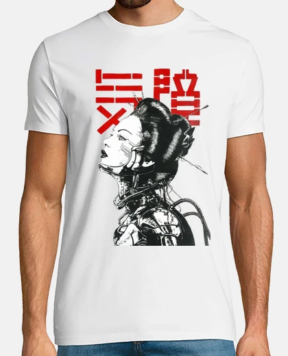 Tee-shirt cyberpunk japonais geisha cyborg