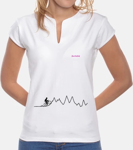 Tee-shirt cyclisme-alpes pour clair, femme, col mao, blanc