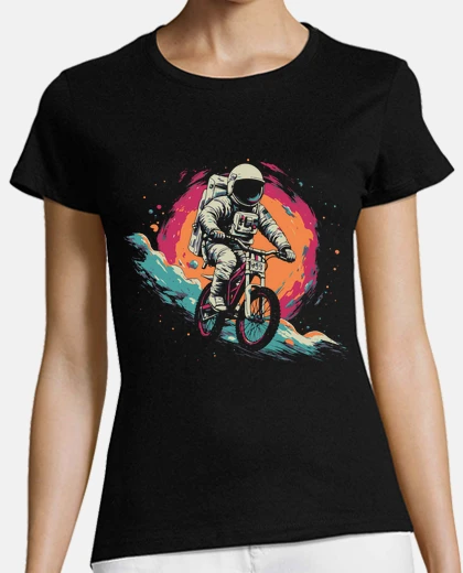 Tee-shirt cycliste cosmonaute qui fait du vélo sur astronaute étoiles nuit des 